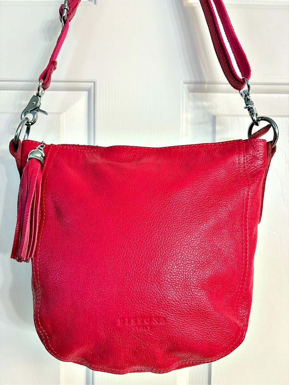 Dissona Italy Pebbled Leather Crossbody Hobo Bag